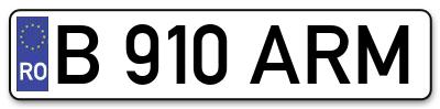 Placuta inmatriculare numar auto  B-910-ARM, B 910 ARM, B910ARM
