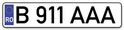 Placuta inmatriculare numar auto  B-911-AAA, B 911 AAA, B911AAA