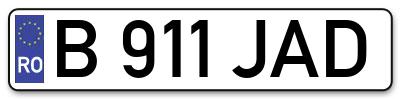 Placuta inmatriculare numar auto  B-911-JAD, B 911 JAD, B911JAD