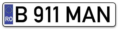Placuta inmatriculare numar auto  B-911-MAN, B 911 MAN, B911MAN