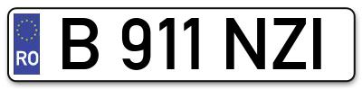 Placuta inmatriculare numar auto  B-911-NZI, B 911 NZI, B911NZI