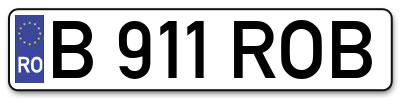 Placuta inmatriculare numar auto  B-911-ROB, B 911 ROB, B911ROB