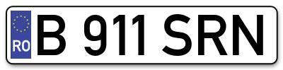 Placuta inmatriculare numar auto  B-911-SRN, B 911 SRN, B911SRN