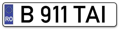 Placuta inmatriculare numar auto  B-911-TAI, B 911 TAI, B911TAI