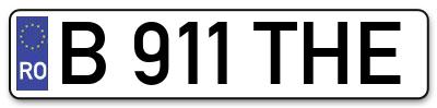 Placuta inmatriculare numar auto  B-911-THE, B 911 THE, B911THE