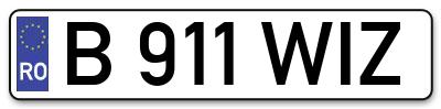 Placuta inmatriculare numar auto  B-911-WIZ, B 911 WIZ, B911WIZ