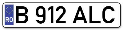Placuta inmatriculare numar auto  B-912-ALC, B 912 ALC, B912ALC