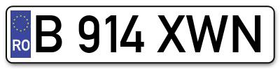 Placuta inmatriculare numar auto  B-914-XWN, B 914 XWN, B914XWN