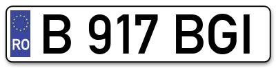 Placuta inmatriculare numar auto  B-917-BGI, B 917 BGI, B917BGI