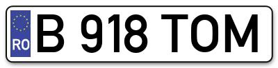 Placuta inmatriculare numar auto  B-918-TOM, B 918 TOM, B918TOM