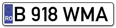 Placuta inmatriculare numar auto  B-918-WMA, B 918 WMA, B918WMA