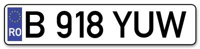 Placuta inmatriculare numar auto  B-918-YUW, B 918 YUW, B918YUW