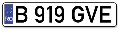 Placuta inmatriculare numar auto  B-919-GVE, B 919 GVE, B919GVE