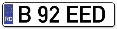 Placuta inmatriculare numar auto  B-92-EED, B 92 EED, B92EED