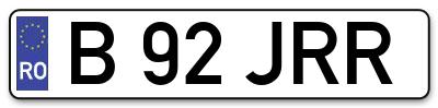 Placuta inmatriculare numar auto  B-92-JRR, B 92 JRR, B92JRR