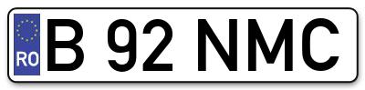 Placuta inmatriculare numar auto  B-92-NMC, B 92 NMC, B92NMC