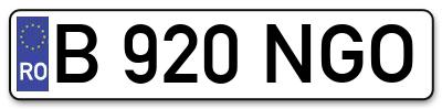 Placuta inmatriculare numar auto  B-920-NGO, B 920 NGO, B920NGO
