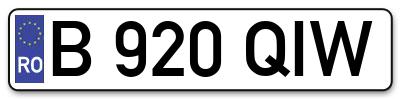 Placuta inmatriculare numar auto  B-920-QIW, B 920 QIW, B920QIW