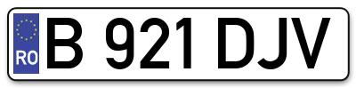 Placuta inmatriculare numar auto  B-921-DJV, B 921 DJV, B921DJV