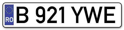 Placuta inmatriculare numar auto  B-921-YWE, B 921 YWE, B921YWE