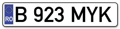 Placuta inmatriculare numar auto  B-923-MYK, B 923 MYK, B923MYK