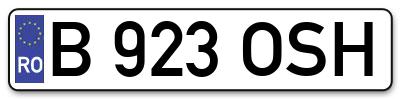 Placuta inmatriculare numar auto  B-923-OSH, B 923 OSH, B923OSH
