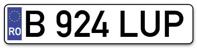 Placuta inmatriculare numar auto  B-924-LUP, B 924 LUP, B924LUP