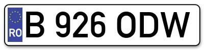 Placuta inmatriculare numar auto  B-926-ODW, B 926 ODW, B926ODW