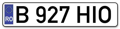 Placuta inmatriculare numar auto  B-927-HIO, B 927 HIO, B927HIO
