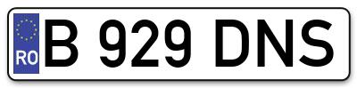 Placuta inmatriculare numar auto  B-929-DNS, B 929 DNS, B929DNS