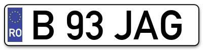 Placuta inmatriculare numar auto  B-93-JAG, B 93 JAG, B93JAG