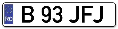 Placuta inmatriculare numar auto  B-93-JFJ, B 93 JFJ, B93JFJ