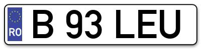 Placuta inmatriculare numar auto  B-93-LEU, B 93 LEU, B93LEU