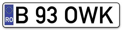 Placuta inmatriculare numar auto  B-93-OWK, B 93 OWK, B93OWK