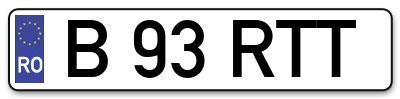 Placuta inmatriculare numar auto  B-93-RTT, B 93 RTT, B93RTT