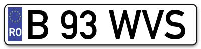 Placuta inmatriculare numar auto  B-93-WVS, B 93 WVS, B93WVS