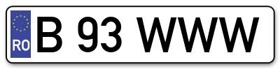 Placuta inmatriculare numar auto  B-93-WWW, B 93 WWW, B93WWW