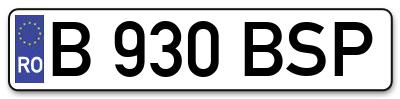 Placuta inmatriculare numar auto  B-930-BSP, B 930 BSP, B930BSP