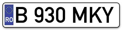 Placuta inmatriculare numar auto  B-930-MKY, B 930 MKY, B930MKY