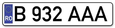 Placuta inmatriculare numar auto  B-932-AAA, B 932 AAA, B932AAA