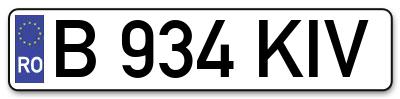 Placuta inmatriculare numar auto  B-934-KIV, B 934 KIV, B934KIV