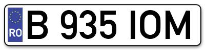 Placuta inmatriculare numar auto  B-935-IOM, B 935 IOM, B935IOM
