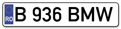Placuta inmatriculare numar auto  B-936-BMW, B 936 BMW, B936BMW
