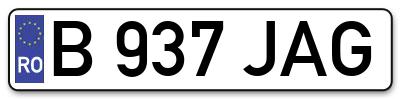 Placuta inmatriculare numar auto  B-937-JAG, B 937 JAG, B937JAG
