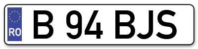 Placuta inmatriculare numar auto  B-94-BJS, B 94 BJS, B94BJS