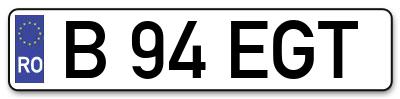 Placuta inmatriculare numar auto  B-94-EGT, B 94 EGT, B94EGT