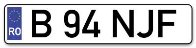 Placuta inmatriculare numar auto  B-94-NJF, B 94 NJF, B94NJF