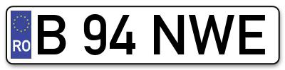 Placuta inmatriculare numar auto  B-94-NWE, B 94 NWE, B94NWE