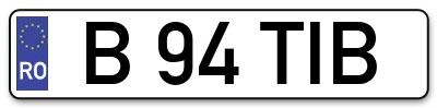 Placuta inmatriculare numar auto  B-94-TIB, B 94 TIB, B94TIB