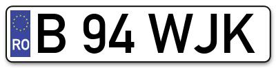 Placuta inmatriculare numar auto  B-94-WJK, B 94 WJK, B94WJK